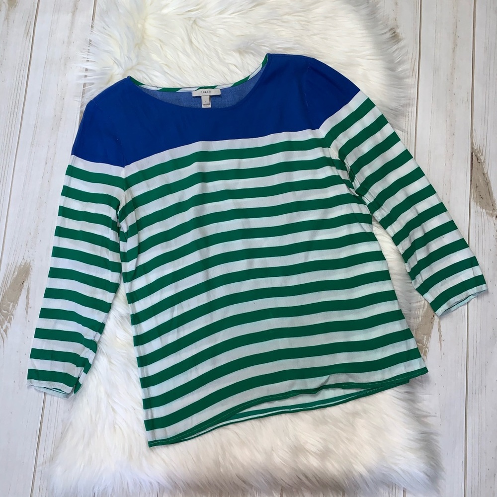 J Crew Colorblock Stripe 3/4 Sleeve Top